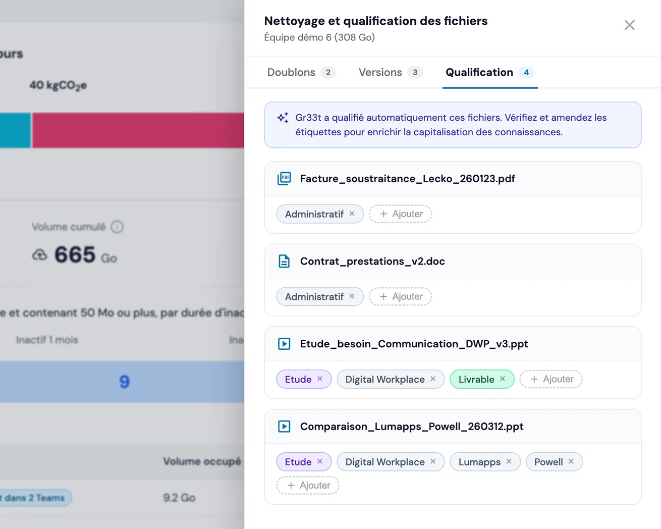 Capture produit, règle métier qui filtre des documents avec deux colonnes qualifiés/écartés