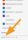 Capture du lien stockage en bas à gauche dans OneDrive