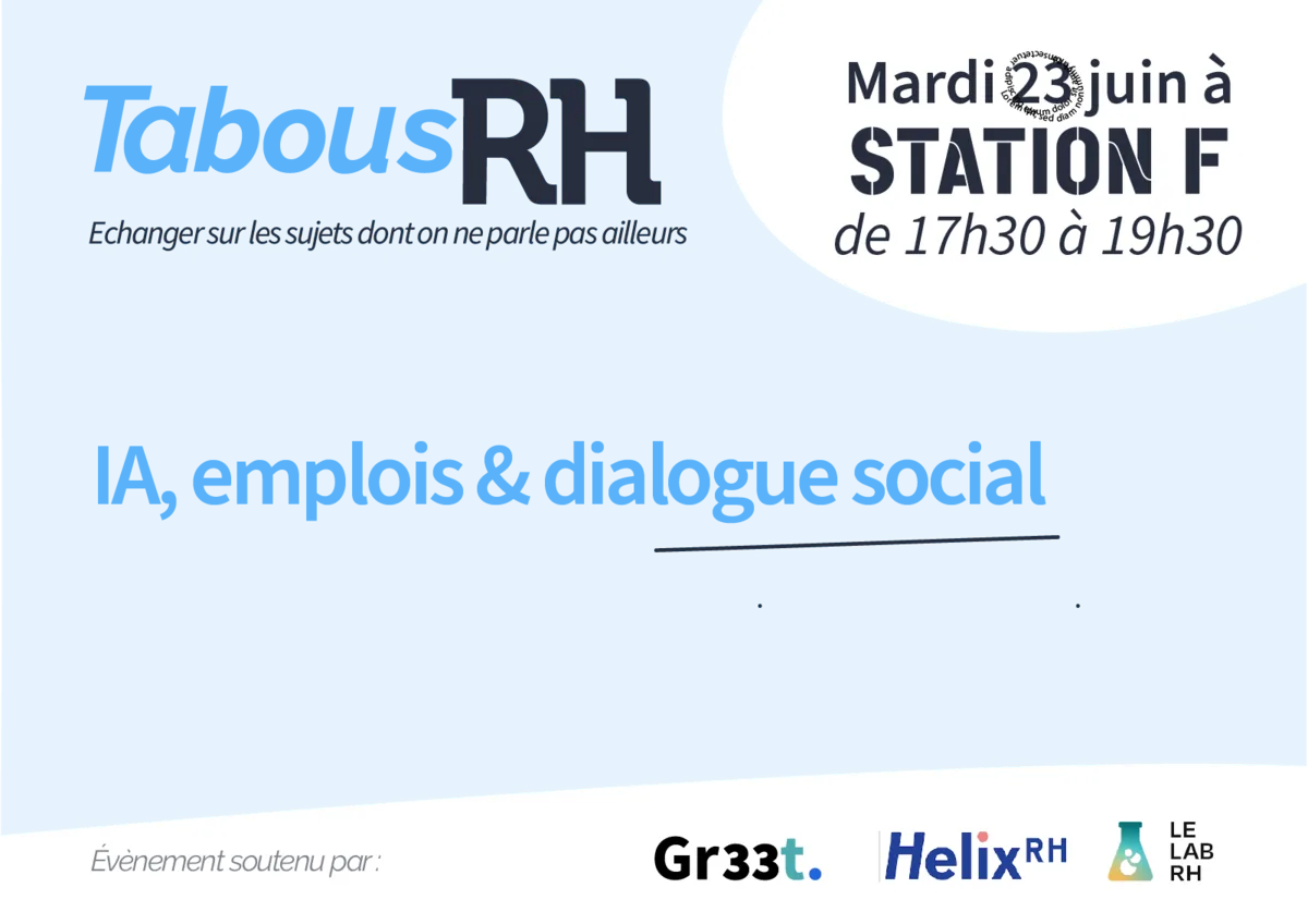 Bannière Tabous RH : conférence du 23 juin 2026 à Station F, organisée par Gr33t, HelixRH et Le Lab RH