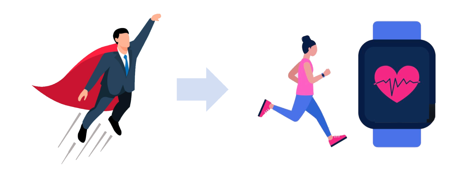 Illustration du passage symbolique du super-héros à l'athlète